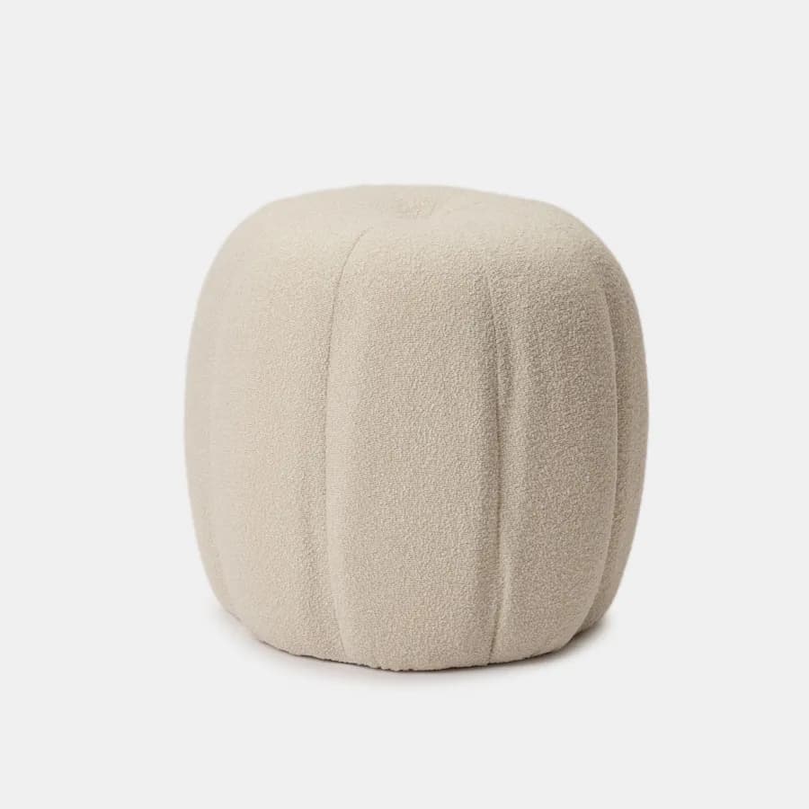 Pouf a fiore 47 cm in tessuto bouclé panna - Silas