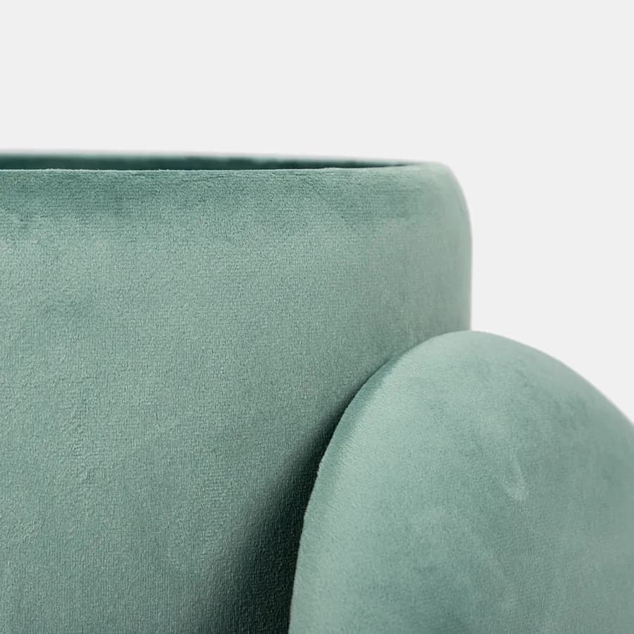 Pouf contenitore 32 cm effetto velluto verde salvia e bambù - Kimono