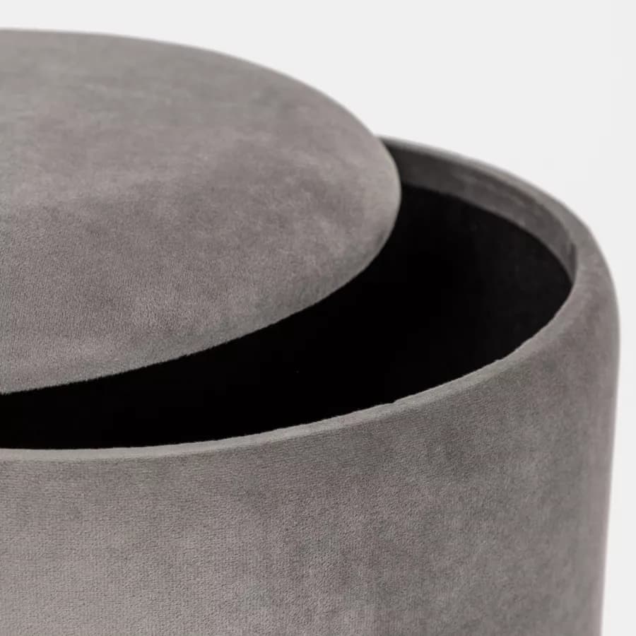 Pouf contenitore 36 cm in velluto bicolor grigio e nero - Yoyo