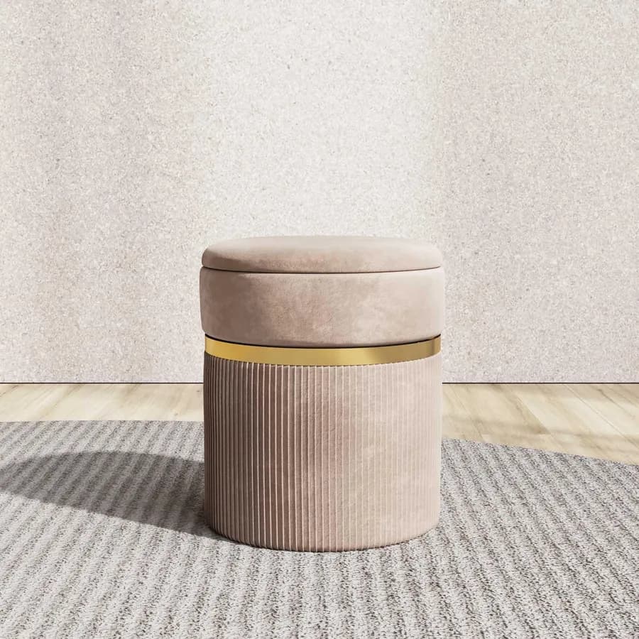 Pouf contenitore 36 cm in velluto crema - Scrat