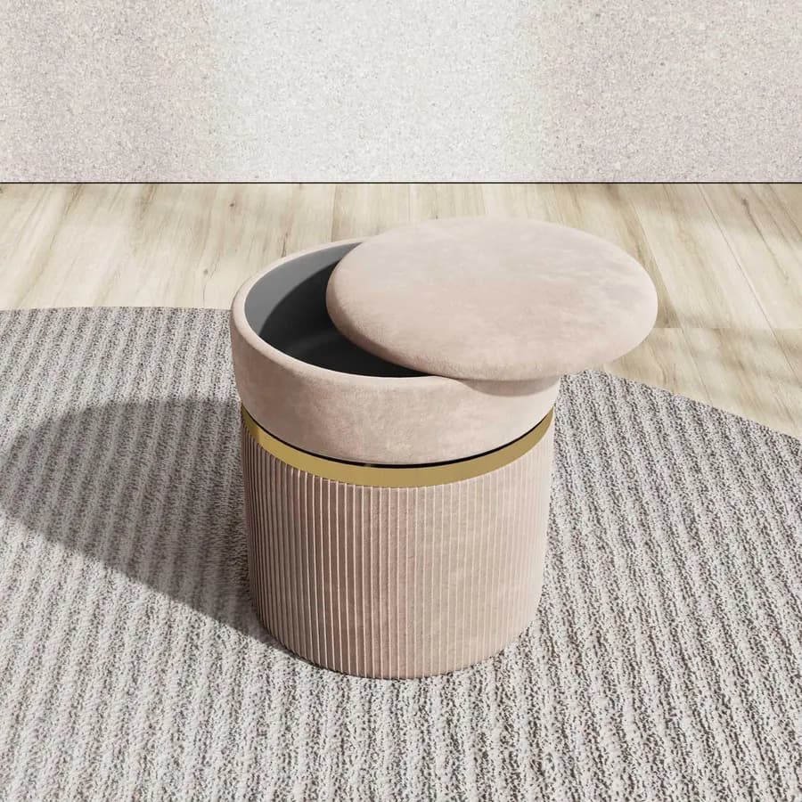 Pouf contenitore 36 cm in velluto crema - Scrat