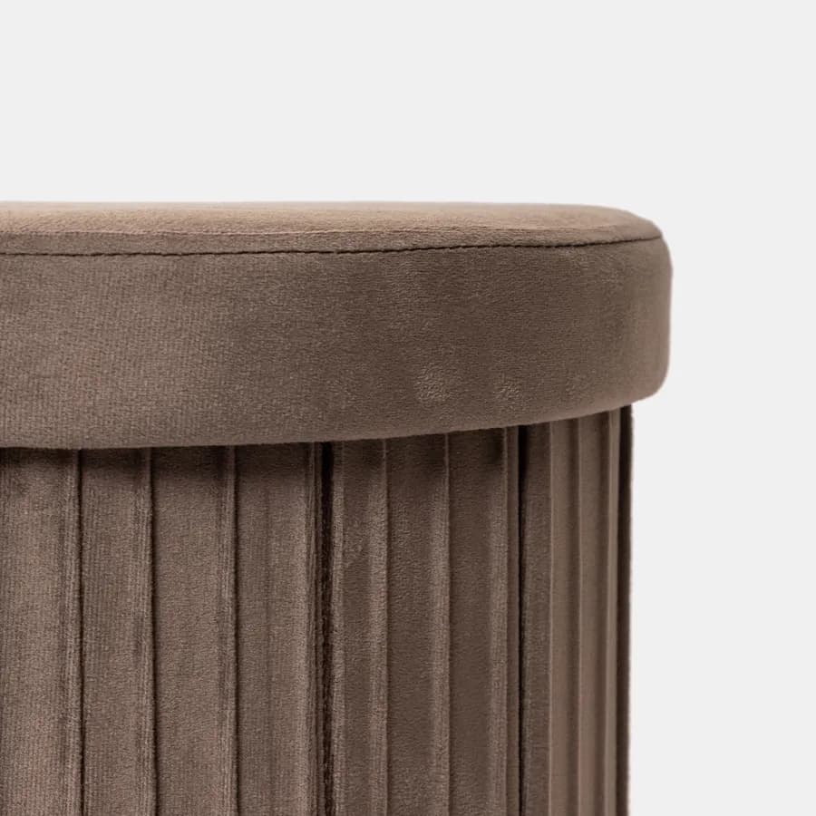 Pouf contenitore 38x38 cm in velluto a coste cacao con seduta imbottita - French