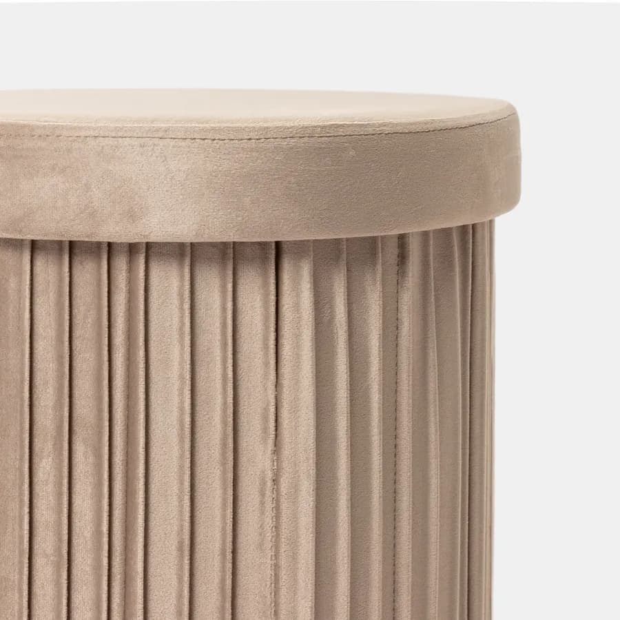 Pouf contenitore 38x38 cm in velluto a coste tortora con seduta imbottita - French
