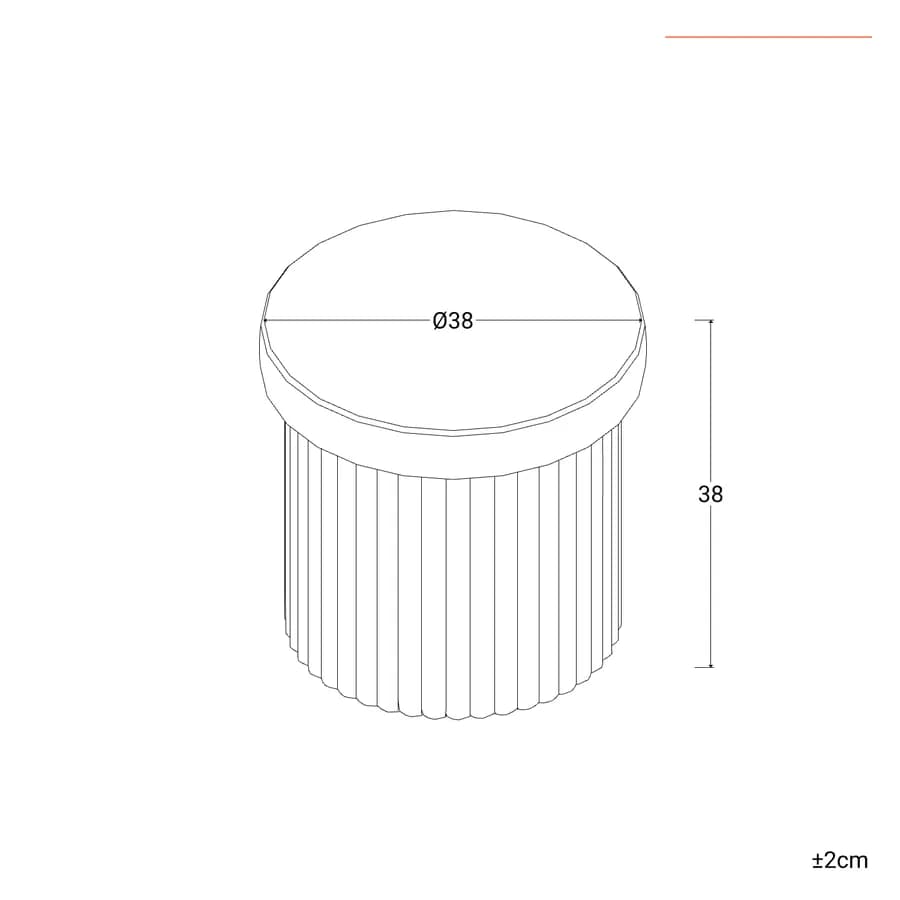 Pouf contenitore 38x38 cm in velluto a coste tortora con seduta imbottita - French