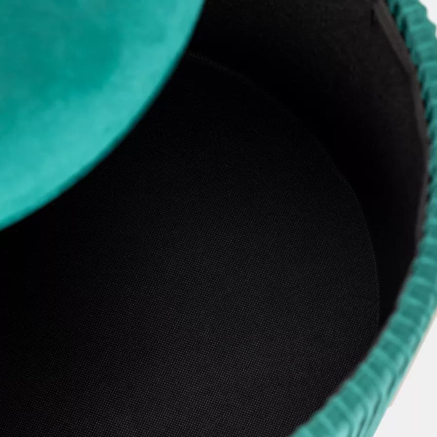 Pouf contenitore Ø 42 cm in velluto verde scuro base oro - Albatros