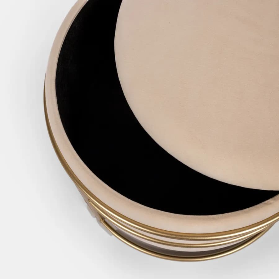 Pouf contenitore 43x37h cm in velluto crema con base oro - Balance