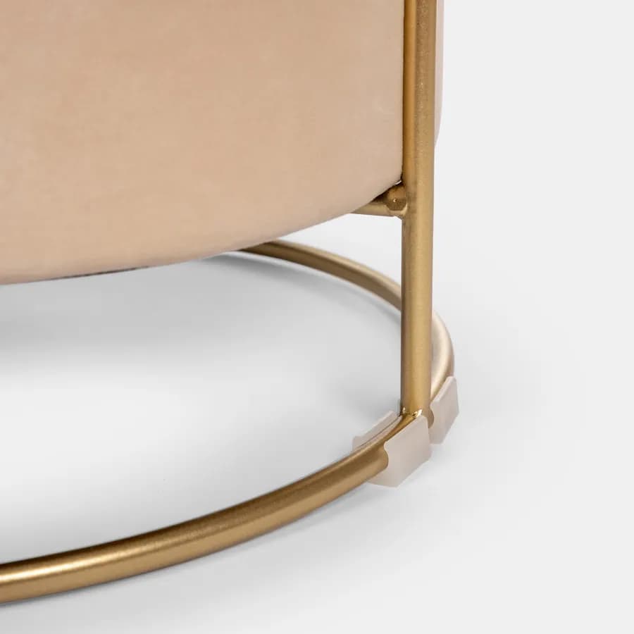 Pouf contenitore 43x37h cm in velluto crema con base oro - Balance