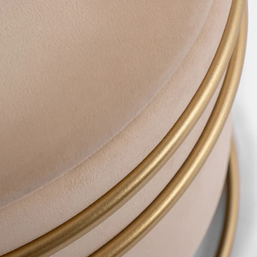 Pouf contenitore 43x37h cm in velluto crema con base oro - Balance
