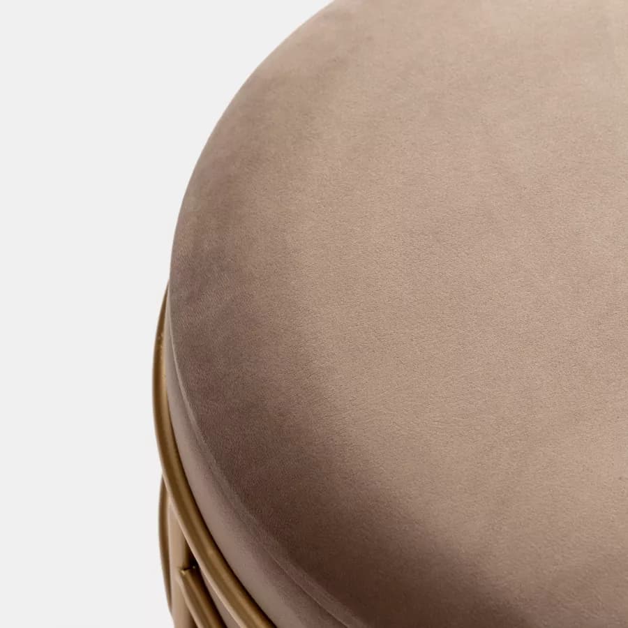Pouf contenitore 43x37h cm in velluto tortora con base oro - Balance