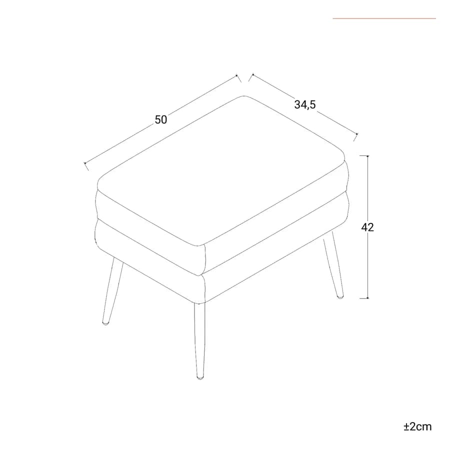 Panca contenitore 50x35 cm in velluto grigio gambe oro - Bloom