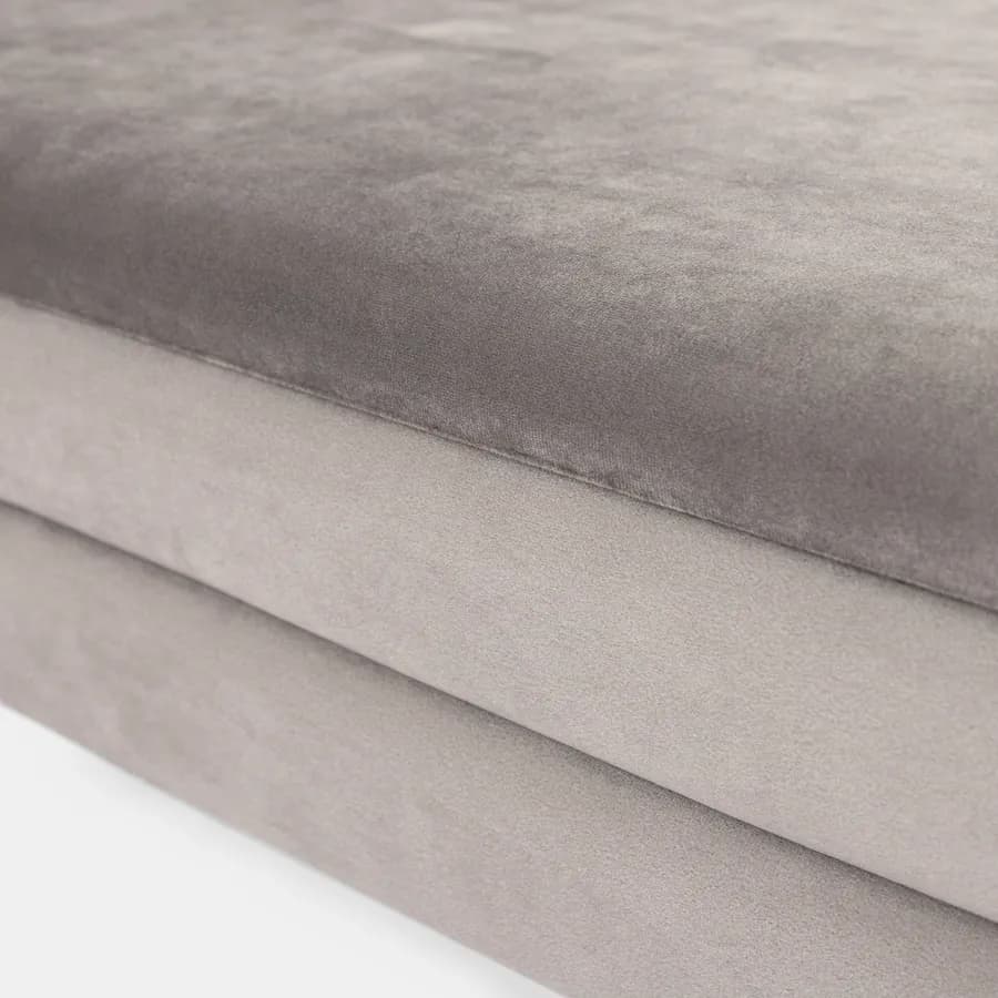 Panca contenitore 50x35 cm in velluto grigio gambe oro - Bloom