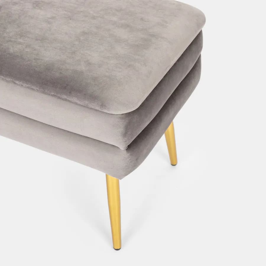 Panca contenitore 50x35 cm in velluto grigio gambe oro - Bloom