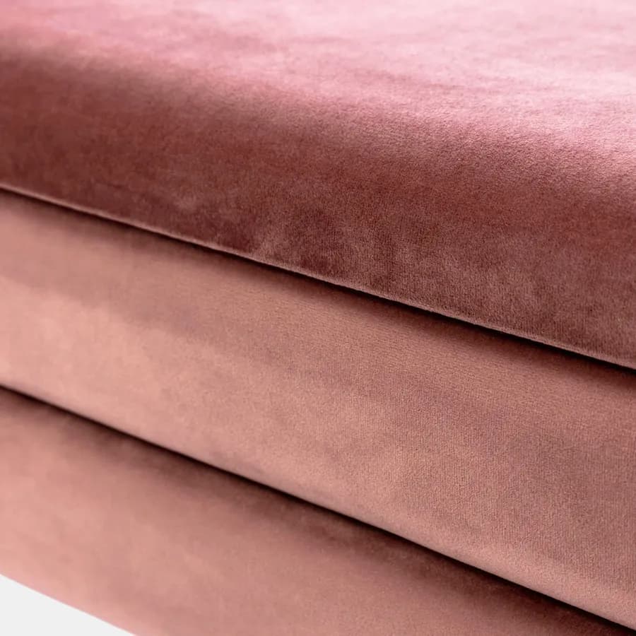 Panca contenitore 50x35 cm in velluto rosa antico gambe oro - Bloom