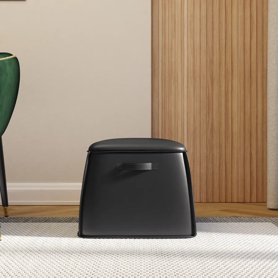 Pouf contenitore 50x40h cm in similpelle nero - Furundo