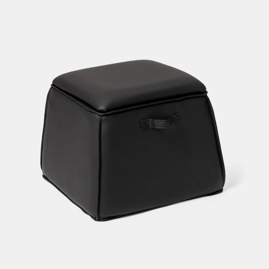 Pouf contenitore 50x40h cm in similpelle nero - Furundo