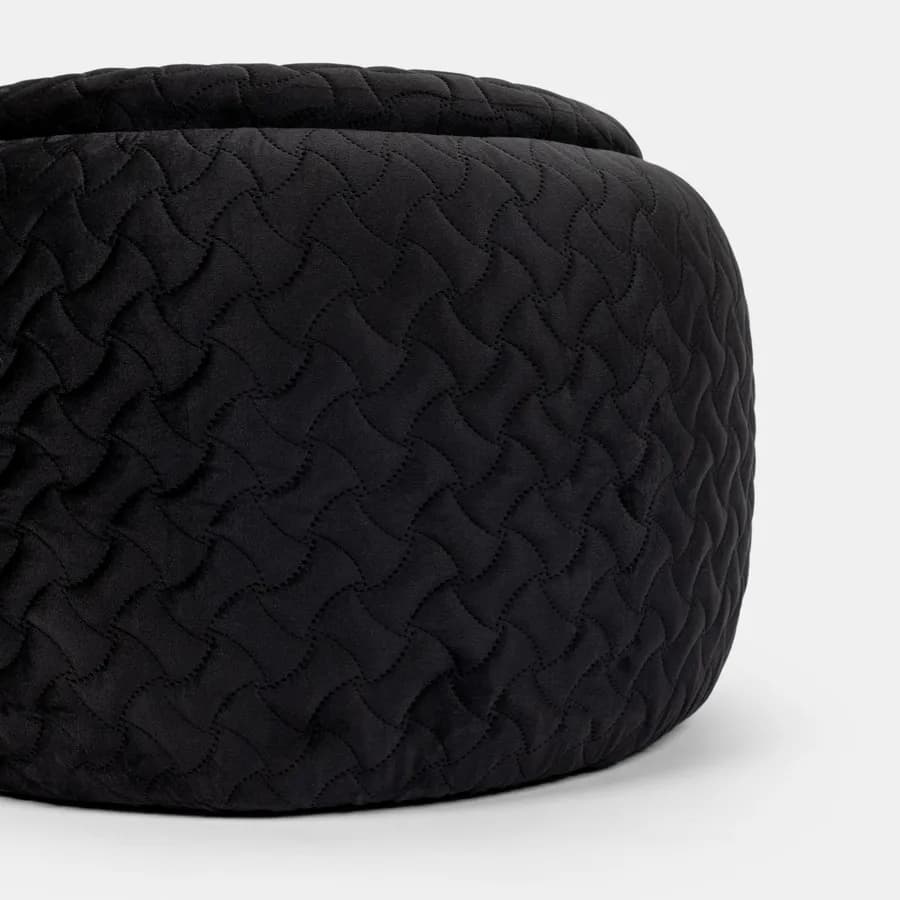 Pouf contenitore 56 cm con vassoio in velluto nero - Gildas