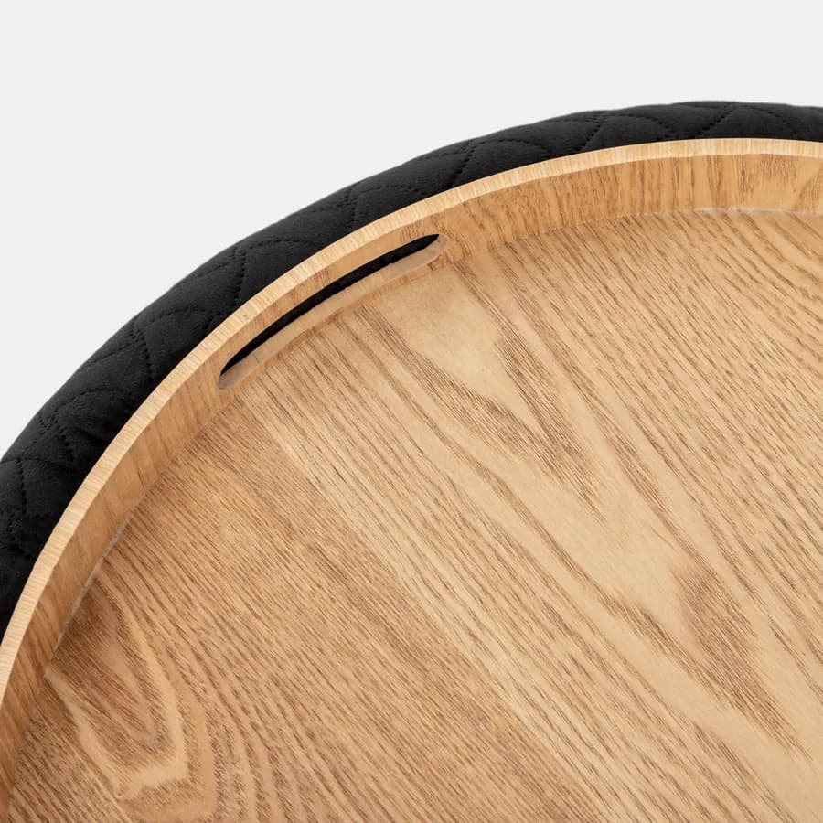 Pouf contenitore 56 cm con vassoio in velluto nero - Gildas