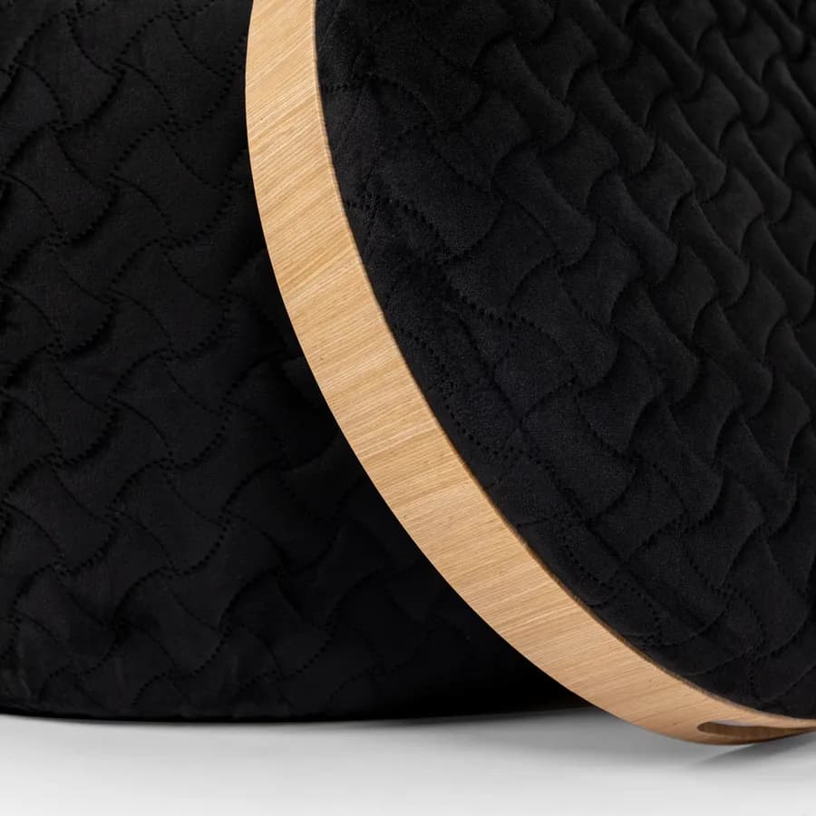 Pouf contenitore 56 cm con vassoio in velluto nero - Gildas