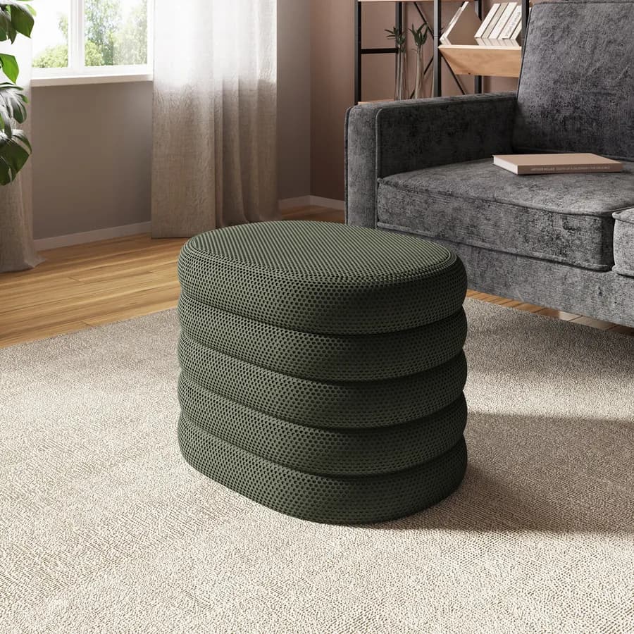 Pouf contenitore 59x45 cm in tessuto mesh verde scuro - Delmar