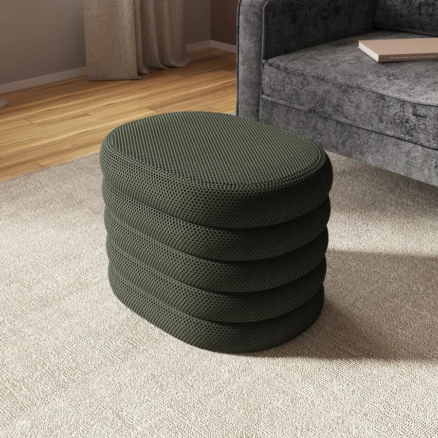 Pouf contenitore 59x45 cm in tessuto mesh verde scuro - Delmar