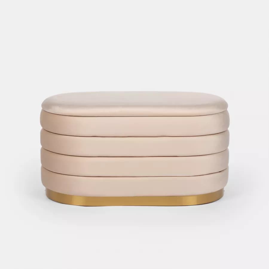 Panca contenitore 80x42 cm in velluto crema - Bloom
