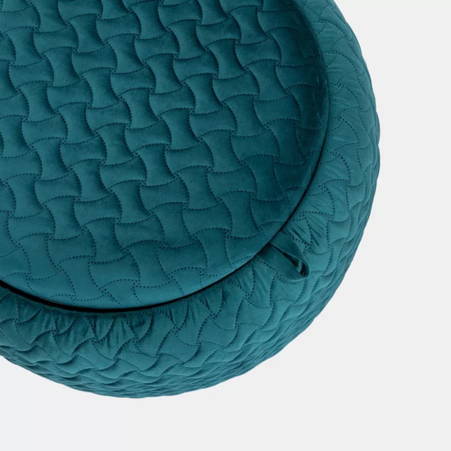 Pouf contenitore con vassoio 56 cm in velluto blu petrolio - Gildas