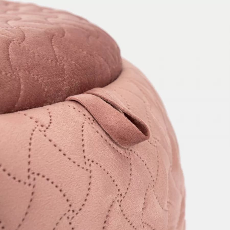 Pouf contenitore 56 cm con vassoio in velluto rosa antico - Gildas