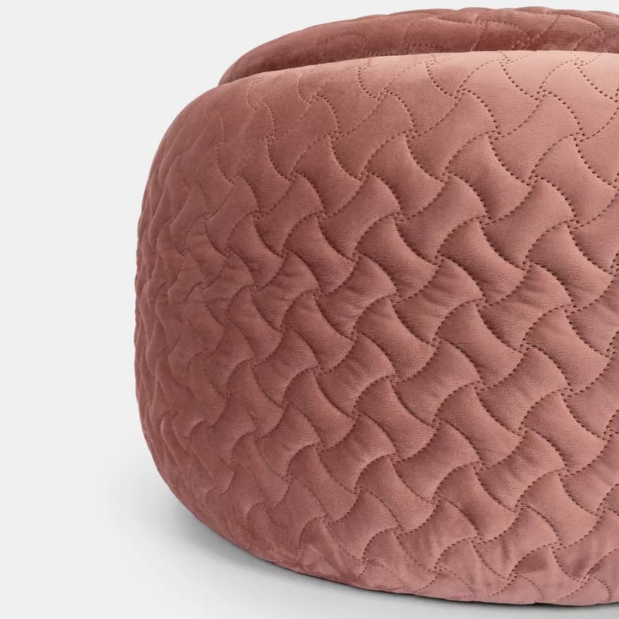 Pouf contenitore 56 cm con vassoio in velluto rosa antico - Gildas