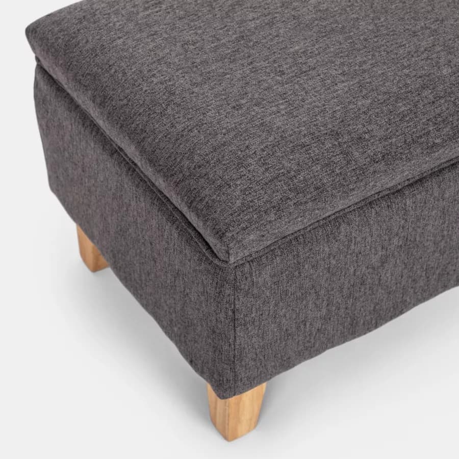 Panca contenitore maxi 71 cm in tessuto grigio scuro con gambe in legno - Brom
