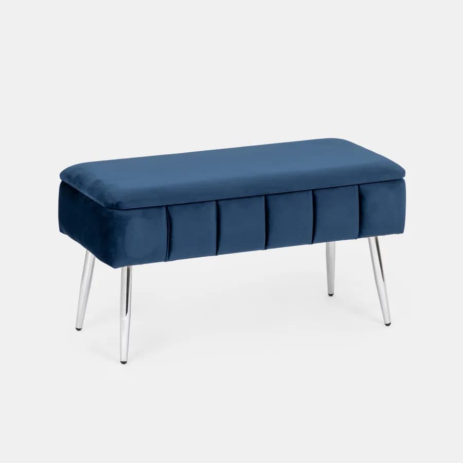 Panca contenitore 79,5 cm in velluto blu notte - Cortys