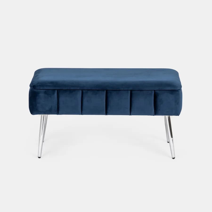 Panca contenitore 79,5 cm in velluto blu notte - Cortys