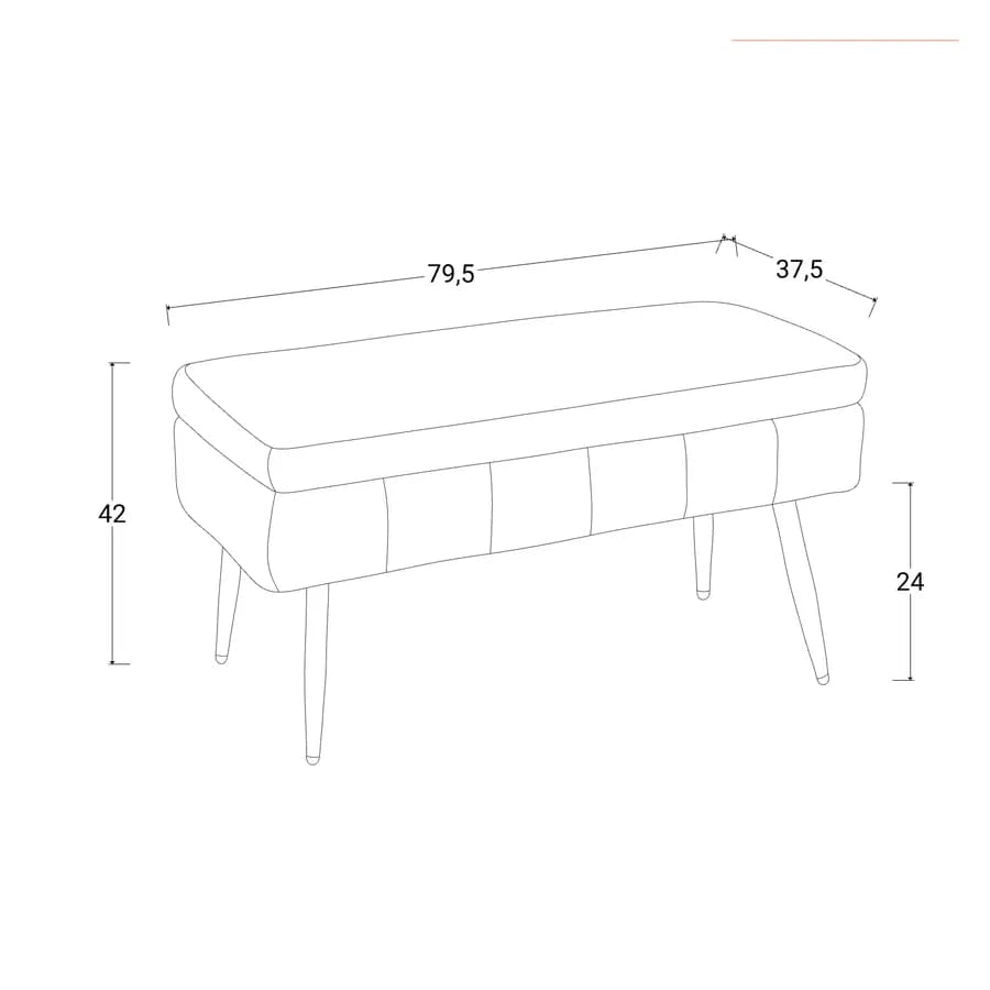 Panca contenitore 79,5 cm in velluto blu notte - Cortys