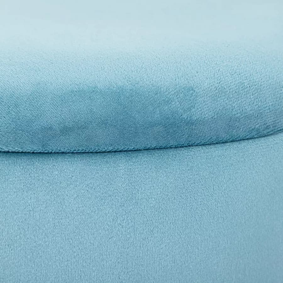 Pouf contenitore 29 cm effetto velluto celeste con base oro - Elenor