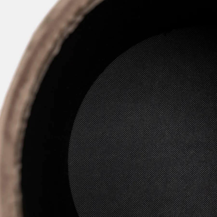 Pouf contenitore 29 cm effetto velluto chocolat con base oro - Elenor