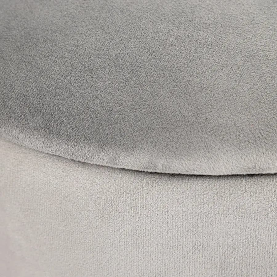 Pouf contenitore 33 cm in velluto grigio con anello centrale dorato - Elysa