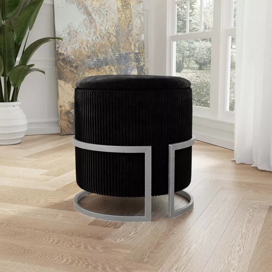 Pouf contenitore 42 in velluto nero - Albatros