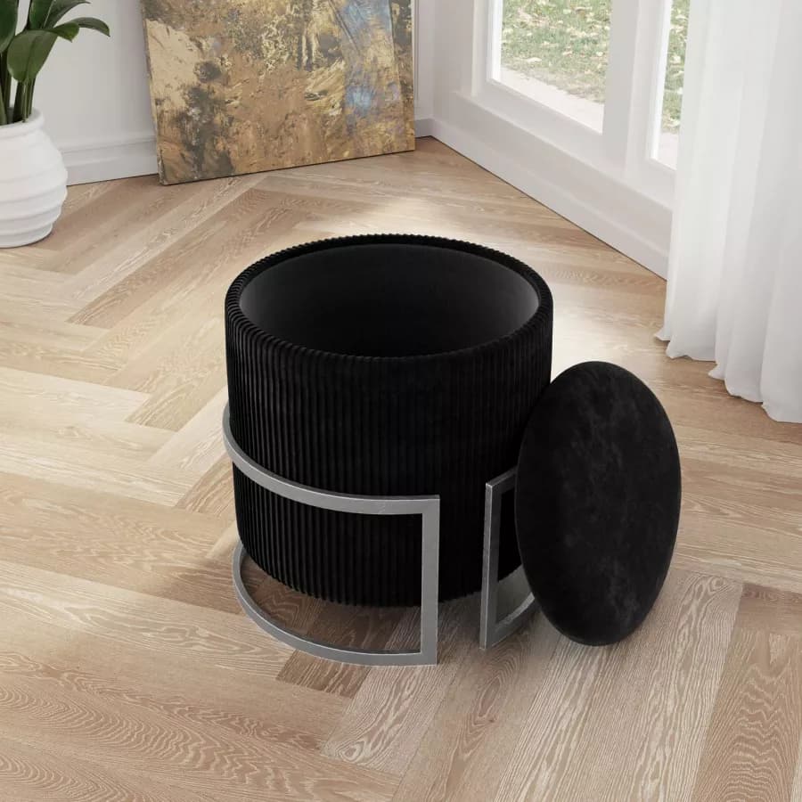 Pouf contenitore 42 in velluto nero - Albatros