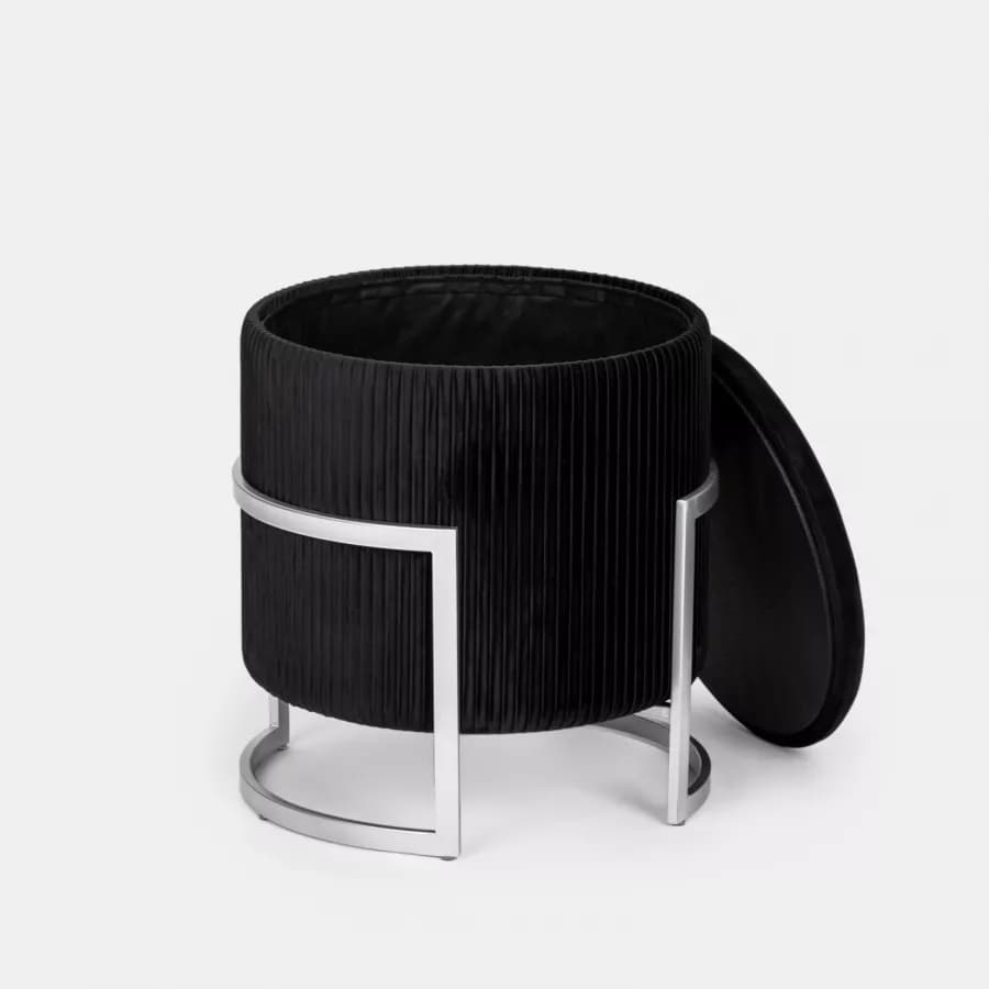Pouf contenitore 42 in velluto nero - Albatros