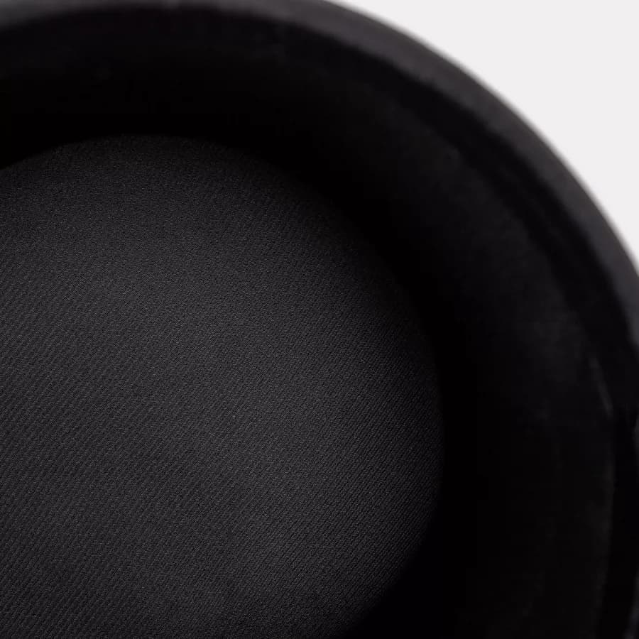 Pouf contenitore 29 cm effetto velluto nero con base oro - Elenor