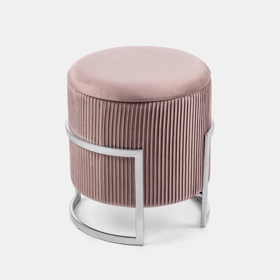 Pouf contenitore 42 cm in velluto rosa antico - Albatros