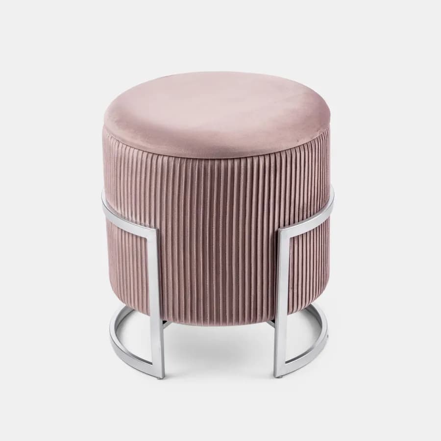 Pouf contenitore 42 cm in velluto rosa antico - Albatros