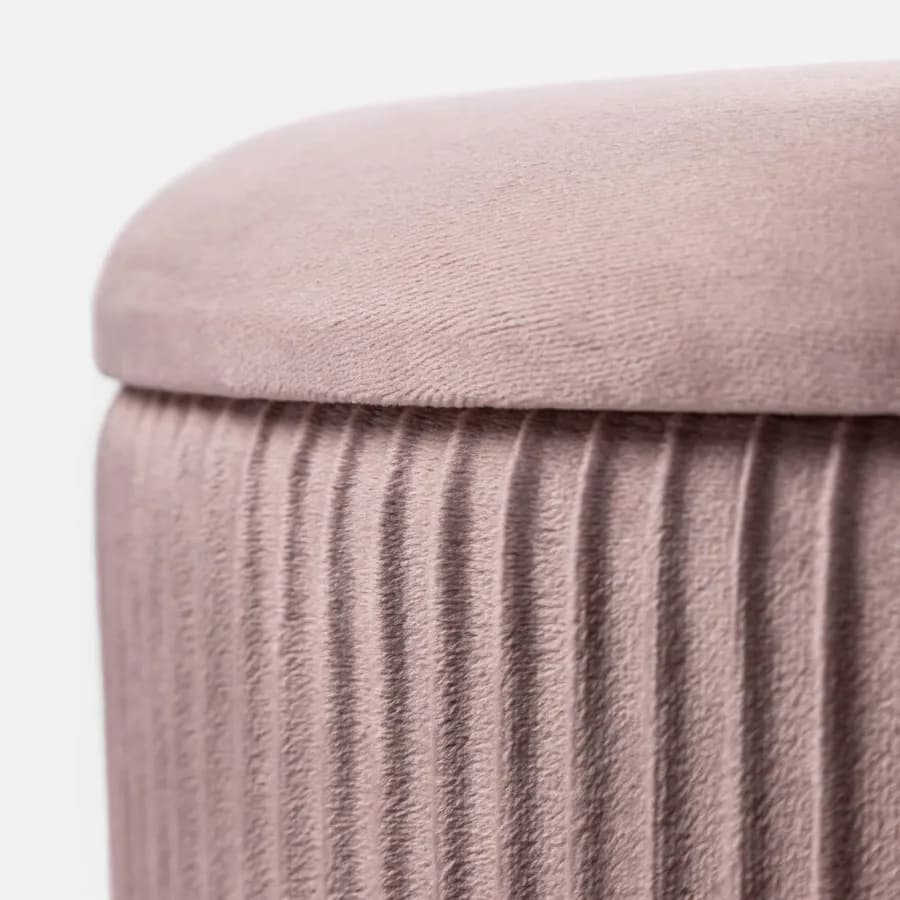 Pouf contenitore 42 cm in velluto rosa antico - Albatros