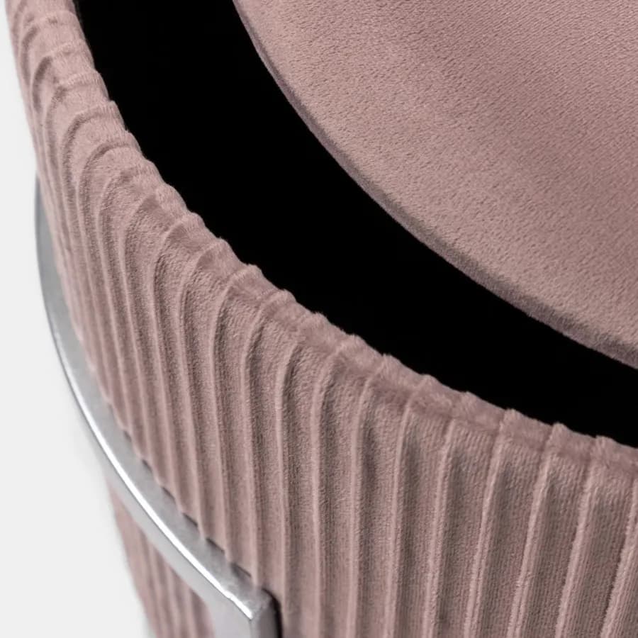 Pouf contenitore 42 cm in velluto rosa antico - Albatros