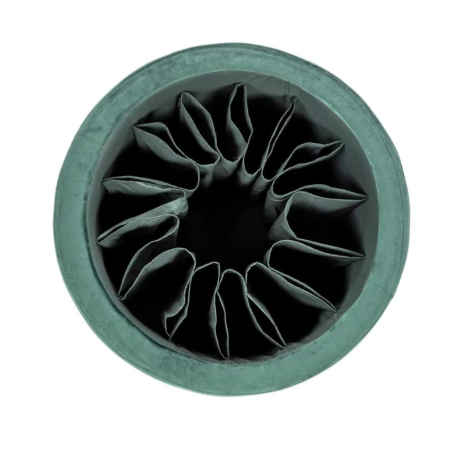 Pouf contenitore 60 cm in velluto verde con scomparti interni - Ruby