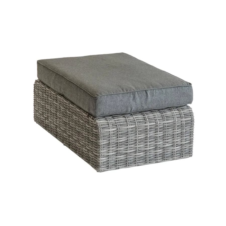 Pouf da giardino 105x58 cm in polyrattan marrone con cuscino - Moreno