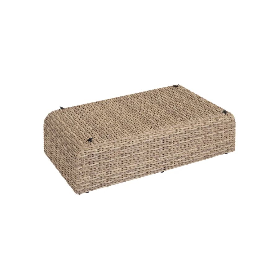 Pouf da giardino 105x58 cm in polyrattan naturale con cuscino - Moreno