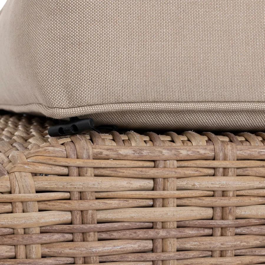 Pouf da giardino 105x58 cm in polyrattan naturale con cuscino - Moreno