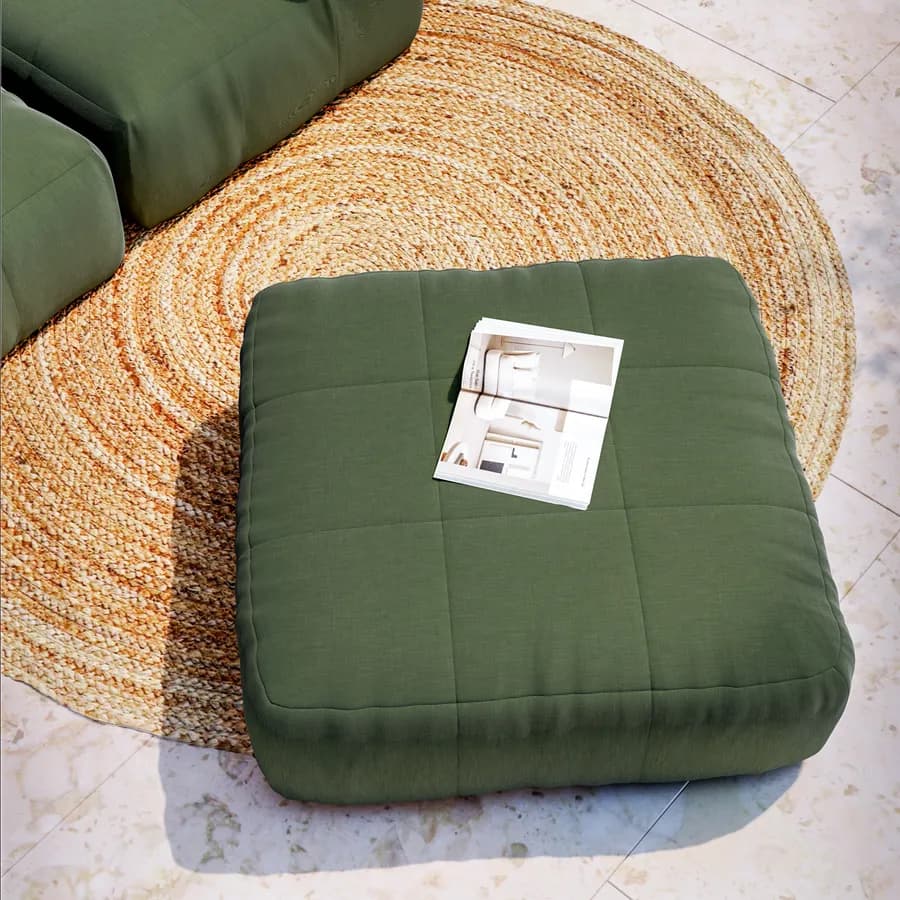 Maxi pouf da giardino in tessuto olefin verde - Baku