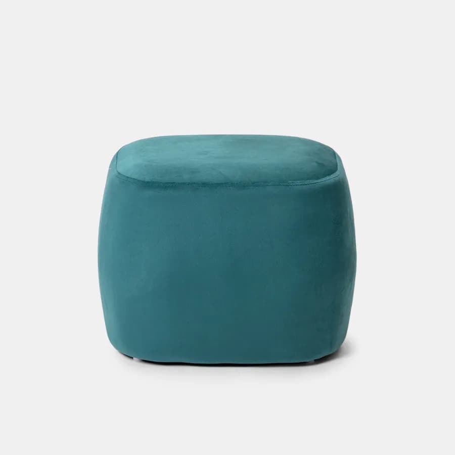 Pouf imbottito 41x38h cm in velluto blu petrolio - Drake