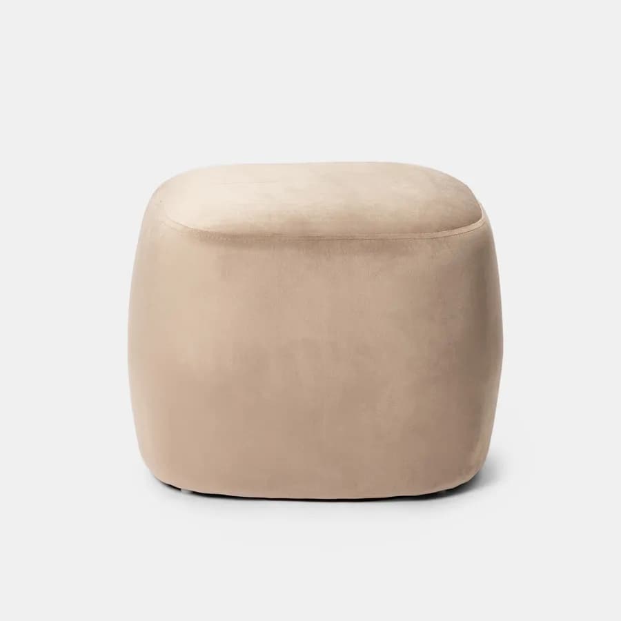 Pouf imbottito 41x38h cm in velluto tortora - Drake